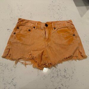 FREE PEOPLE | Orange Denim Distressed Shorts Women's Size 27